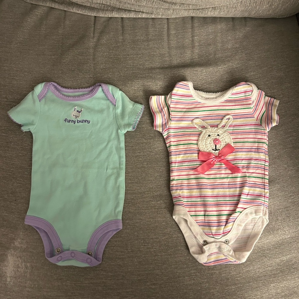 2 Bunny/Easter Baby Onesies